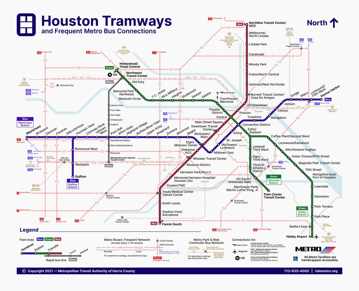 خريطة محطات ترام هيوستن